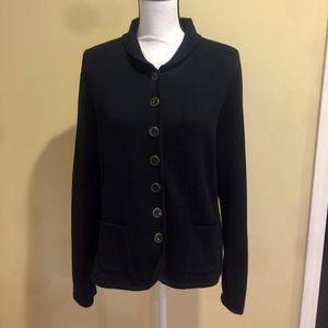 Isaac Mizrahi Black Button Front Sweater Jacket